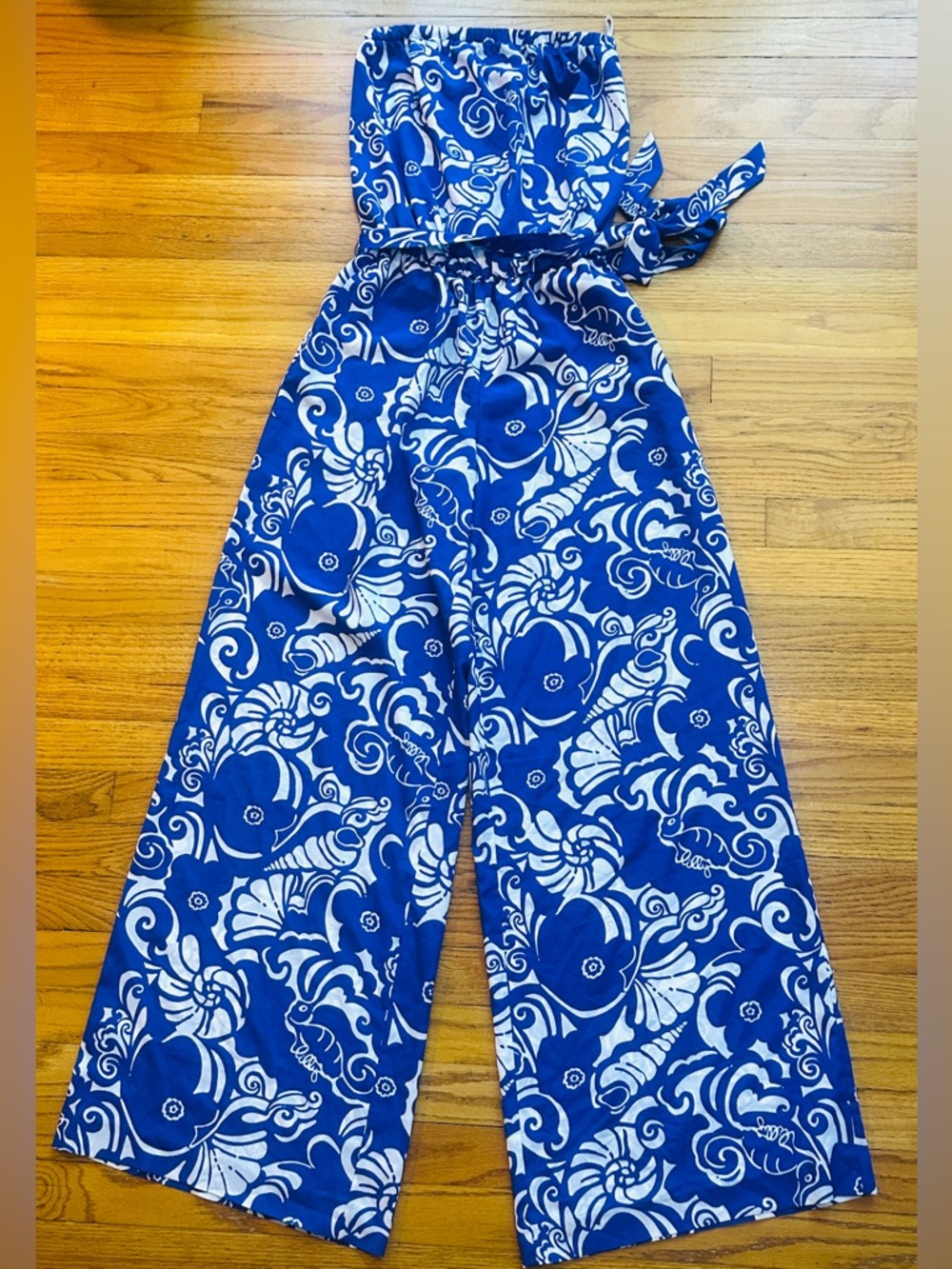 Lilly Pulitzer Small  "Farrah" Jumpsuit in the "Blue Tide Pools" Lightweight